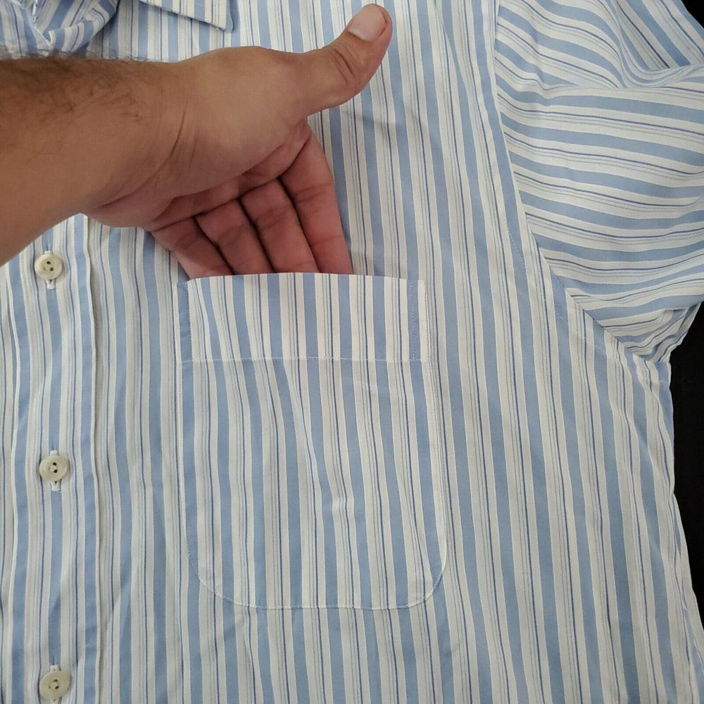 Van Laack Royal Button Down Shirt Mens Medium Blue Casual Dress Short Sleeve M - Picture 12 of 13